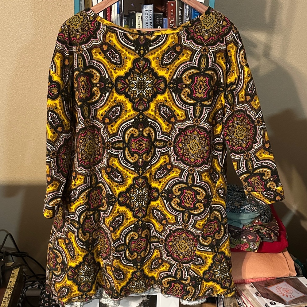 Handmade Bohemian Patterned Velveteen Swing dress